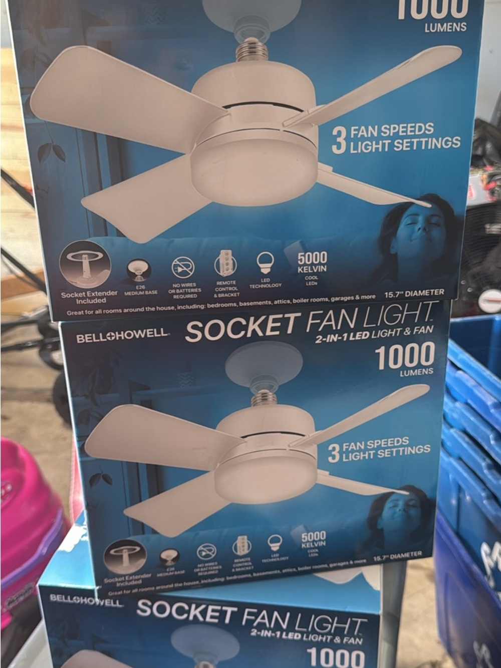 White Socket Fan Light - 2-in-1 LED Fan and Light